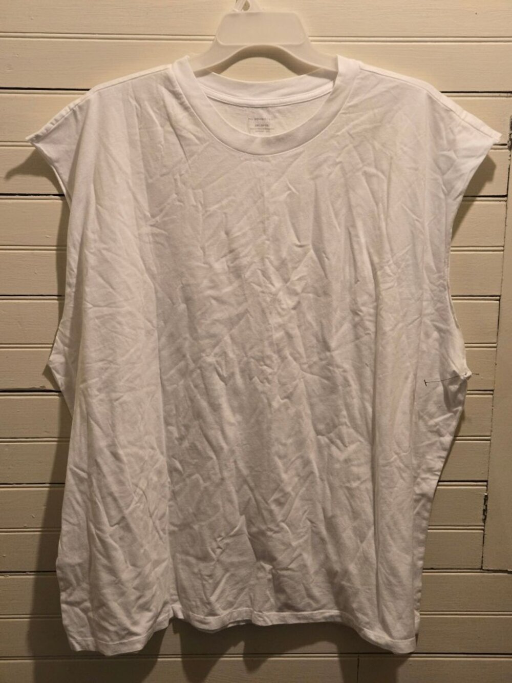 No Boundaries Tank Top Men's 2XL Oversized Muscle Sleeveless Raw Edge White Tee